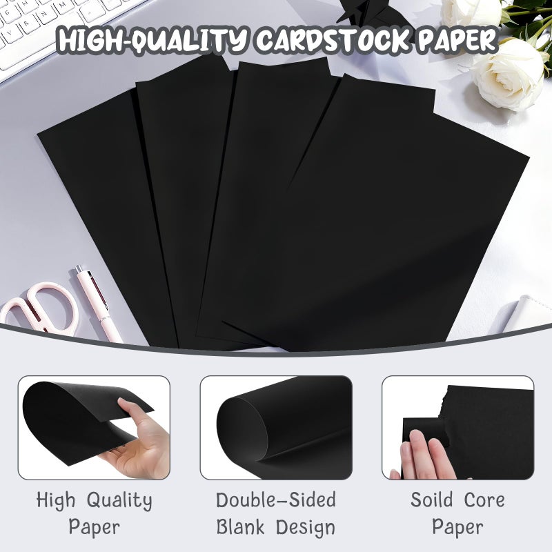 Aidunmis 40 Sheets Black Cardstock 8.5 x 11, Thick Card Stock Paper, Cardstock Printer Paper 8.5 x 11, 200 GSM Construction Paper 8 1/2 x 11, Black Card Stock for DIY Cards, Invitations, Business Cards - Image 3